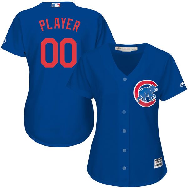 Women Chicago Cubs Majestic Royal Blue Alternate Cool Base Custom MLB Jersey